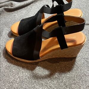 Nordstrom Black Wedge Sandals size 9.5 m
